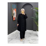 İLGEN FASHİON Fidan Mocha Relax Fit İkili Takım – Oversize Gömlek & Bol Paça Pantolon Tesettür Takım