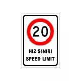 ilgi trafik market Türkçe İngilizce Hız Sınırı 20 km İşareti Levhası Etiketi Sembolü PF1769-V-E-N-A5