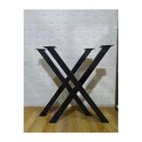 İlgi Trafik Masa Ayağı Ahşap Kütük Mermer Masa Ayağı Metal X Ayak 60x72 Cm Siyah X Masa Ayağı