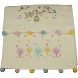Ilgın Home 2'li Kadife Nakışlı Ponponlu El Havlusu - 50 x 90 cm - Krem