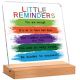 İlham Verici Ofis Hediyesi, Little Reminders You are Enough Şeffaf Masa Tabelası Ahşap Stand Kadınlar için Ofis Masası Kabin Masa Rafı Malzemeleri 13,9 x 13,9 cm (Çok Renkli)