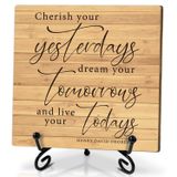 İlham Verici Sözler Ahşap Dekor Plaketi - Cherish Your Yesterdays, Kadın Erkek Arkadaşlar için İlham Verici Hediye Bestie Kardeş Kardeş, Ev Masa Ofis Dekoru Ahşap Masa Tabelası Standlı /13