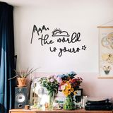 İlham Verici Yolculuk Tutkusu Dekoru - "the world is yours" Metal Duvar Sanatı | Dağ ve Güneş ile Motive Edici Alıntı İşareti 7 Parça | Ofis ve Yatak Odası için Siyah Çelik Duvar Dekoru | Mezuniyet
