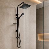 ilhan Mat Siyah Kare Tepe Duş Seti Yağmur Başlıklı El Duşlu Banyo Duş Sistemi