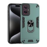 ILING Motorola Moto G55 5G için Kılıf, Askeri Sınıf Darbeye Dayanıklı Ağır Hizmet Koruyucu Telefon Kılıfı Geliştirilmiş Metal Halka Destek Çubuğu [Destek Mıknatıs Montajı] (Yeşil)
