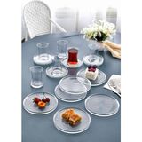 İliva 18 Parça Çay Seti Takımı - Pasta Tabağı, Çay Bardağı, Çay Tabağı - Sade Modern Kahvaltı Takımı Seti - Şeffaf