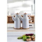 İLİVA 2 Adet 1 Lt Yağdanlık Ve Bambu Altlık Zeytin Yağlığı Sirkelik Set