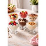 İliva 6lı Cam Puding Tatlı Dondurma Kahvaltılık Kasesi Seti Çerez Magnolya-Magnolia Sunum Kasesi - 0 - 200 ml
