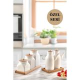 İLİVA 7 Parça Standlı Vakumlu Yağdanlık Ve 3'Lü Çay Şeker Kahve Baharat Seti Ve Türk Kahve Kavanoz Seti