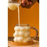 İliva Boncuk Şekilli Isıya Dayanıklı Borosilikat Cam Kulplu Bardak Pinterest Kahve,meşrubat,bardağı - Şeffaf - 0 - 499 ml