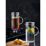 İliva Inox Metal Kapaklı Borosilikat Cam Sürahi 1500 ml - Ateşe Isıya Dayanıklı Sürahi - Şeffaf - 1,5 lt