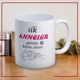 Ilk Anneler Günün Kutlu Olsun Yazılı Anneler Gününe Özel Hediyelik Kupa - Beyaz - 300 ml