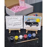 Ilk Arabamız Temalı 17X12CM 3D Taş Tozu Kabartma Pano Boyama Seti