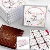 İlk Diş İsme Özel Kız Bebek 48 Adet Madlen Çikolata Sunum Kutulu