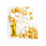 İlk Doğum Günü Balon Süsleme Seti - Gold ve Beyaz, 4981161080
