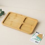 İlk El Grup 3 Bölmeli Dikdörtgen Bambu Servis Tepsisi 24.8X13.8X1.4 cm - Renkli