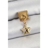 İlk El Grup 316L Çelik Sallantılı Zirkon Taşlı Yıldız Model Gold Renk Nomination Charm