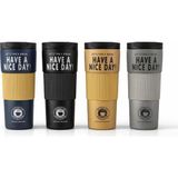 İlk El Grup 600 ml Have A Nice Day" 600 ml Çift Katmanlı Paslanmaz Çelik Termos Mug ALK4624 - Renkli