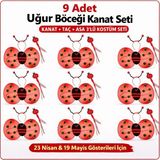 İlk El Grup 9’lu Uğur Böceği Kostüm Seti – Kanat Taç Asa - 1
