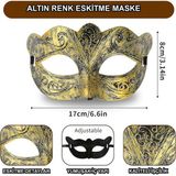 İlk El Grup Altın Renk Eskitme Maskeli Balo Maskesi – Venedik Tarzı Parti Maskesi