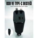 İlk El Grup Araç Çakmaklık Şarj Cihazı 120W Type-C & Lightning Kablolu Çoklu Hızlı Şarj Istasyonu - Renkli