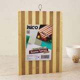 İlk El Grup Bambu Kesme Tahtası 20X30X1.3 cm - Beyaz Çizgili Metal Kulplu - Renkli