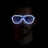 İlk El Grup Beyaz Led Işıklı Parti Gözlüğü - Neon Glow Şerit Gözlük 3 Modlu