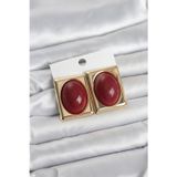 İlk El Grup Bordo Kare Model Vintage Gold Renk Kadın Küpe