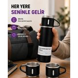İlk El Grup Çelik Termos Bardak Seti | 500 ml Kapasite, Kaymaz Taban, Hediye Kutulu - Renkli