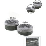 İlk El Grup Gri 2 Boy Yuvarlak Bambu Kenar Organizer Sepet Ahşap Altlık - Bezli ÇAP=22X24CM - Renkli