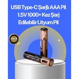 İlk El Grup Hızlı Şarj Teknolojili USB Şarjlı Aaa Pil – 40 Dakikada Tam Şarj Ieg - 1 Adet