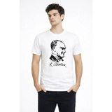 İlk El Grup Ieg™ Erkek Atatürk Baskılı Tişört Kısa Kollu Bisiklet Yaka T-Shirt - Beyaz