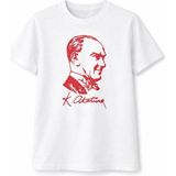 İlk El Grup Ieg™ Erkek Çocuk Atatürk Baskılı Tişört Kısa Kollu Bisiklet Yaka T-Shirt - Beyaz