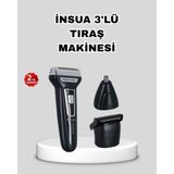 İlk El Grup Ieg™ Insua 3’lü Tıraş Makinesi – 3 Farklı Kesim Başlığı, Güçlü Motor, 60 Dakika Ku