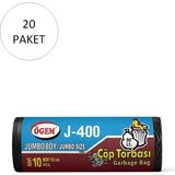 İlk El Grup Ieg™ J-400 Jumbo Boy Çöp Torbası 80 x 110 cm 10 Lu Rulo x 20 Paket = 200 Adet (Siyah) - 10 x 10 cm