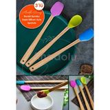 İlk El Grup Ieg™ Silikon Uçlu Isıya Dayanıklı Bambu Spatula 3'lü Set