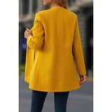 İlk El Grup Kadın Uzun Kollu Hakim Yakalı Önden Düğmeli Cep Detaylı Kısa Kaşe Kaban - 2XL - 3XL - -- - Sarı
