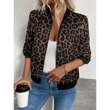 İlk El Grup Kadın Uzun Kollu Önden Fermuarlı Modal Ceket - 2XL - 3XL - -- - Leopar