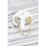 İlk El Grup Kalp Yıldız Model Pirinç Gold Renk Zincir Bağlantılı Ear Cuff Küpe Seti - Tj-Bkp11547
