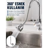 İlk El Grup Krom Musluk Uzatma Aparatı 360° Dönebilen Su Tasarruflu Lavabo Fıskiyesi - Renkli