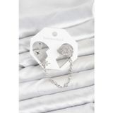 İlk El Grup Kutup Yıldızı Model Pirinç Gümüş Renk Zincir Bağlantılı Ear Cuff Küpe Seti