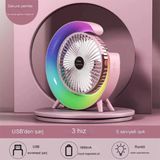 İlk El Grup Masaüstü Vantilatör USB Şarjlı Rgb LED Işıklı 3 Kademeli 180° Ayarlanabilir Soğutucu Fan P - Renkli