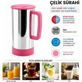 İlk El Grup Pembe - Paslanmaz Çelik Sıcak - Soğuk Çelik Sürahi - Renkli - --