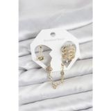 İlk El Grup Pirinç Gold Renk Sarmal Model Zincir Bağlantılı Ear Cuff Küpe Seti - Tj-Bkp11536