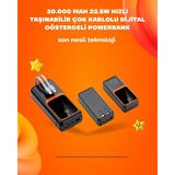 İlk El Grup Powerbank 20000 Mah | 22.5W Hızlı Şarj Dahili Kablolu LCD Ekranlı Şarj Cihazı - Renkli