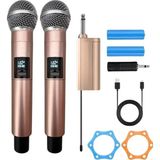 İlk El Grup Profesyonel Çiftli Kablosuz Mikrofon Seti Karaoke Şarj Edilebilir 50 Metre Mesafe Rose - 1 - Renkli