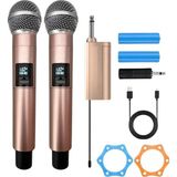 İlk El Grup Profesyonel Çiftli Kablosuz Mikrofon Seti Karaoke Şarj Edilebilir 50 Metre Mesafe Rose - Renkli