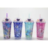 İlk El Grup Sevimli Stitch Işıklı Pipetli Pullu Suluk & Bardak 400 ml ALK4704 - 1 - Renkli