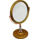 İlk El Grup Taş Saplı Yuvarlak 7 Inç= Çap:17.5cm Makyaj Aynası Çift Taraflı Bronz - Gümüş Pls.çerçe - Renkli