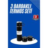 İlk El Grup Termos Seti 3'lü Bardak Seti Isı Dayanıklı Siyah Paslanmaz Çelik Vakumlu - Renkli - 0 - 249 ml